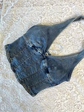 Garage Denim Jean Corset Halter Top